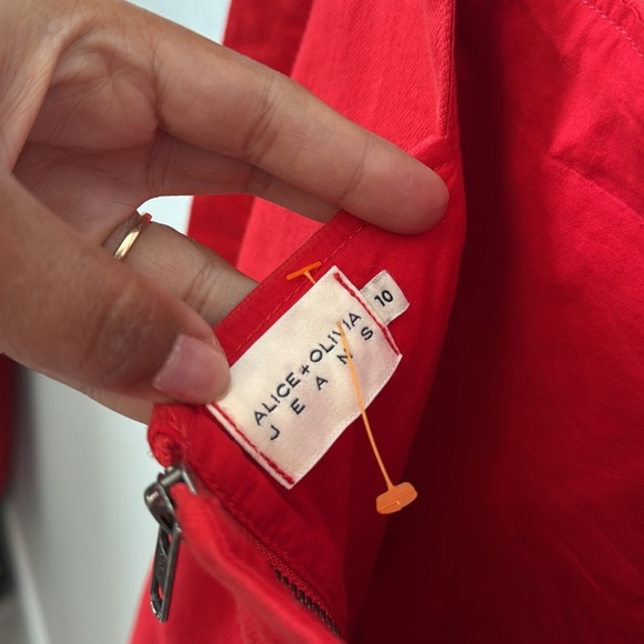 Alice + Olivia Maryann Denim Tie Shoulder Mini Dress Size 10 - Picture 6 of 9